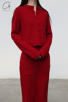 SWAYING/KNIT cashmere stand collar short cardigan SW24RE1T06 red